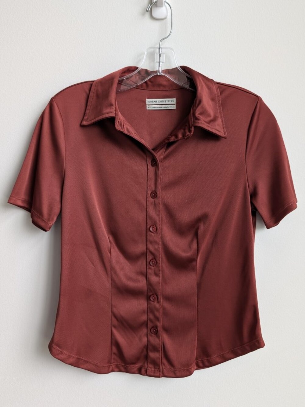 URBAN OUTFITTERS Satin Knit Button Up Shirt | Small